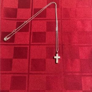 Mother of Pearl Fine Silver Plated Cross Necklace